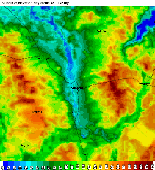 Zoom OUT 2x Sulęcin, Poland elevation map