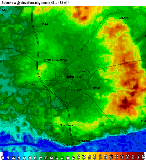 Zoom OUT 2x Sulechów, Poland elevation map