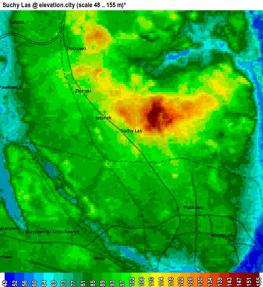 Zoom OUT 2x Suchy Las, Poland elevation map