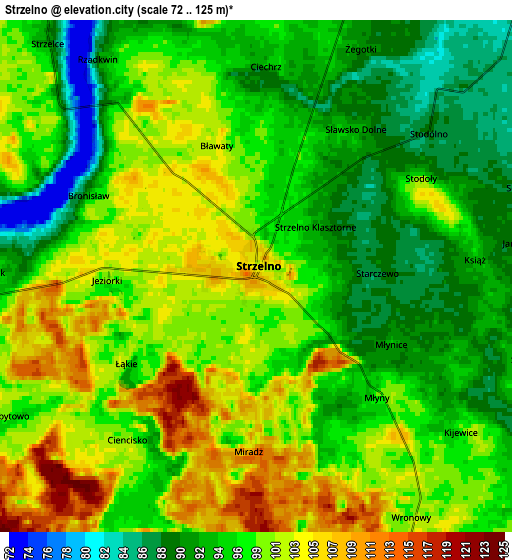 Zoom OUT 2x Strzelno, Poland elevation map