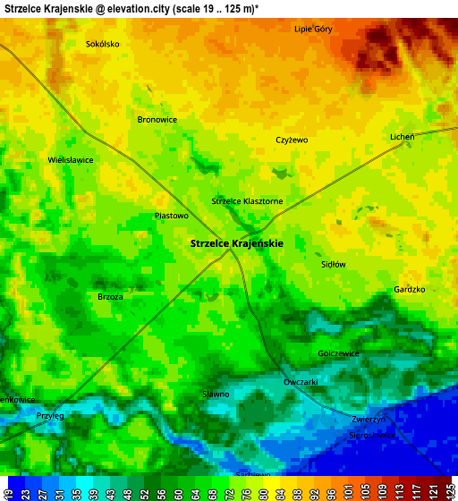 Zoom OUT 2x Strzelce Krajeńskie, Poland elevation map