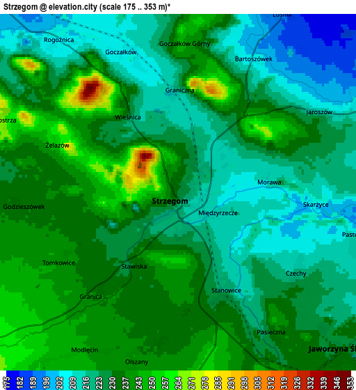 Zoom OUT 2x Strzegom, Poland elevation map