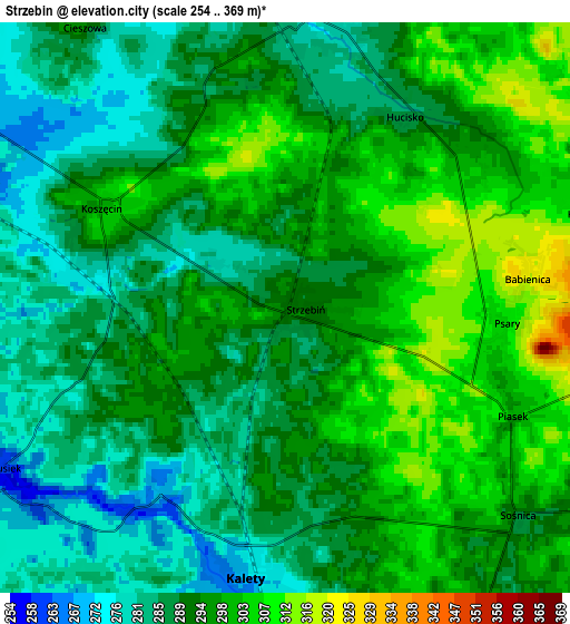 Zoom OUT 2x Strzebiń, Poland elevation map