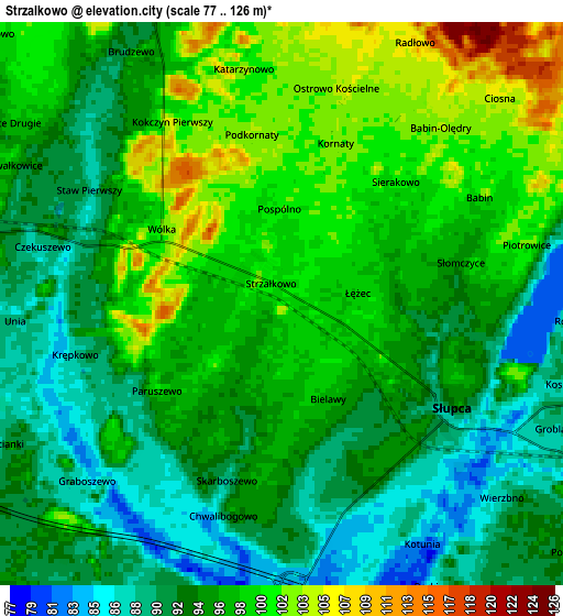 Zoom OUT 2x Strzałkowo, Poland elevation map