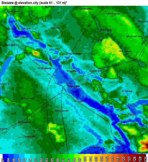 Zoom OUT 2x Stęszew, Poland elevation map
