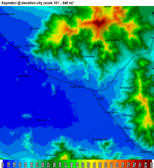 Zoom OUT 2x Kaymakçı, Turkey elevation map