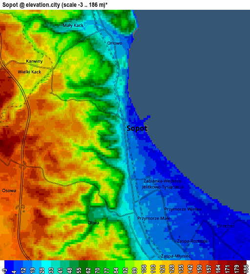 Zoom OUT 2x Sopot, Poland elevation map