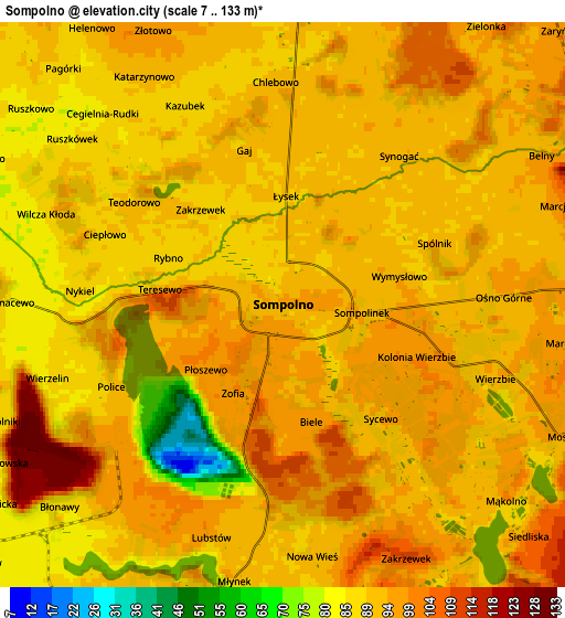 Zoom OUT 2x Sompolno, Poland elevation map