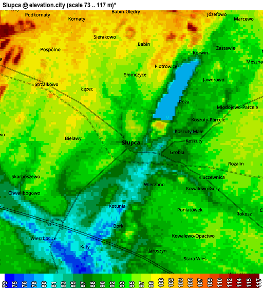 Zoom OUT 2x Słupca, Poland elevation map
