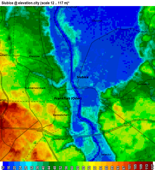 Zoom OUT 2x Słubice, Poland elevation map