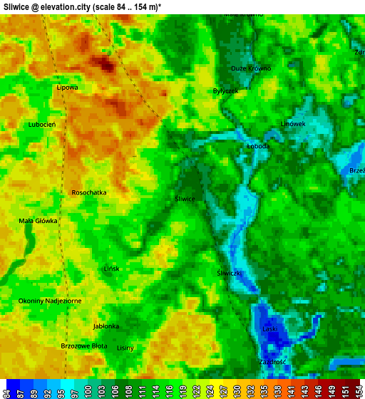 Zoom OUT 2x Śliwice, Poland elevation map