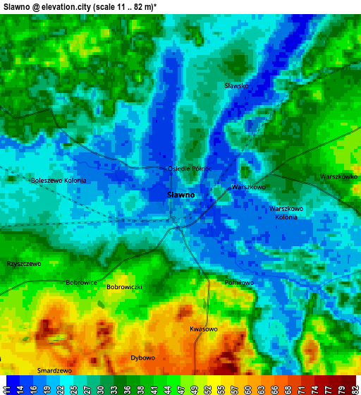 Zoom OUT 2x Sławno, Poland elevation map