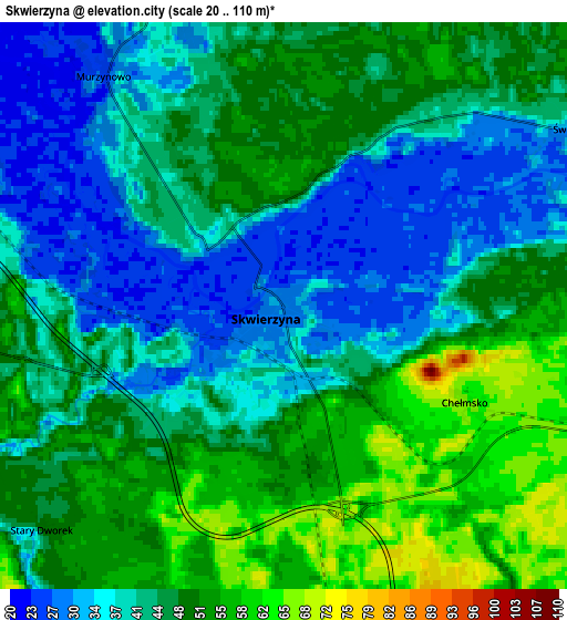 Zoom OUT 2x Skwierzyna, Poland elevation map