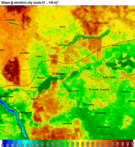 Zoom OUT 2x Skępe, Poland elevation map