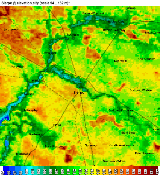 Zoom OUT 2x Sierpc, Poland elevation map