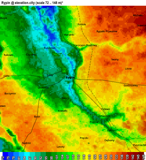 Zoom OUT 2x Rypin, Poland elevation map