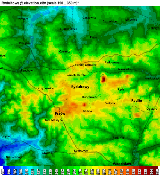 Zoom OUT 2x Rydułtowy, Poland elevation map