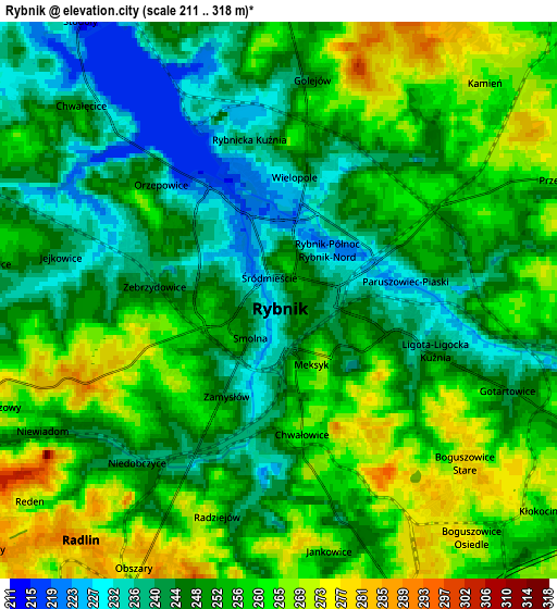Zoom OUT 2x Rybnik, Poland elevation map