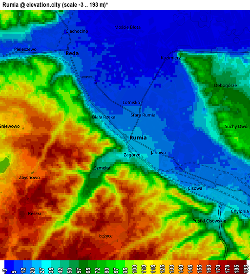 Zoom OUT 2x Rumia, Poland elevation map