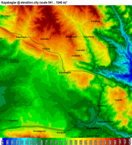 Zoom OUT 2x Kayabağlar, Turkey elevation map