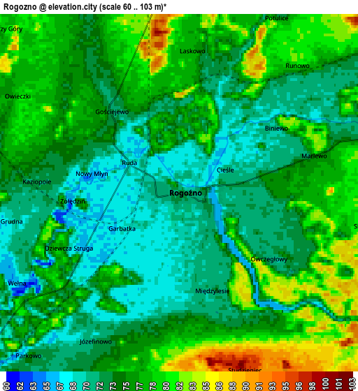 Zoom OUT 2x Rogoźno, Poland elevation map