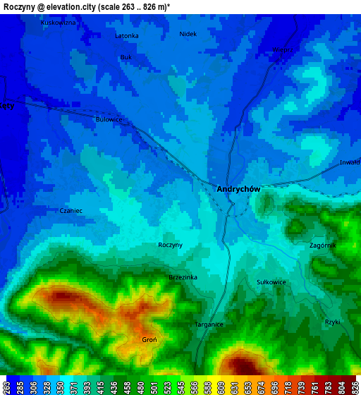 Zoom OUT 2x Roczyny, Poland elevation map