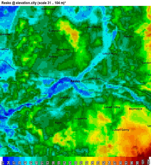 Zoom OUT 2x Resko, Poland elevation map