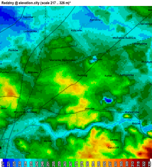 Zoom OUT 2x Rędziny, Poland elevation map