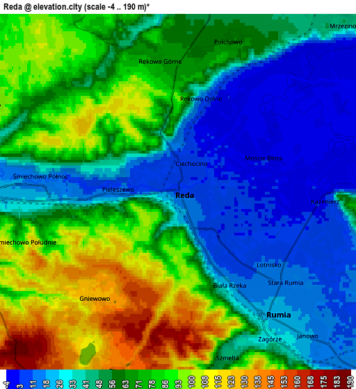 Zoom OUT 2x Reda, Poland elevation map