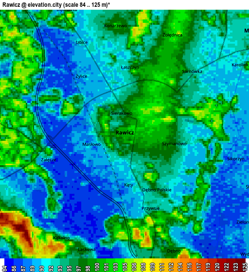 Zoom OUT 2x Rawicz, Poland elevation map