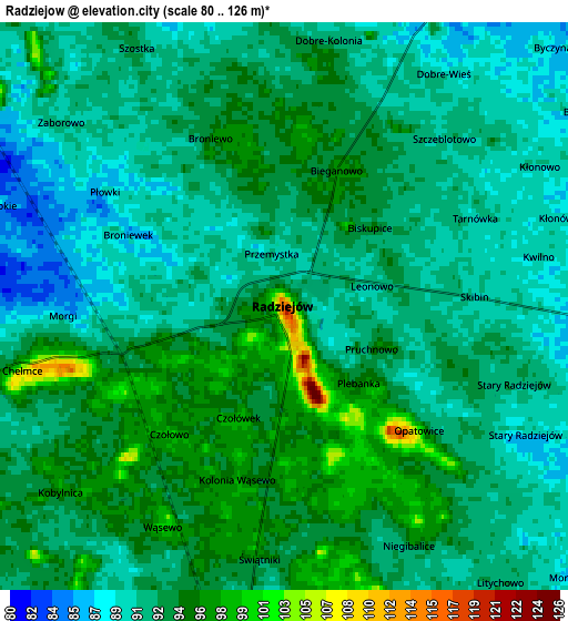 Zoom OUT 2x Radziejów, Poland elevation map