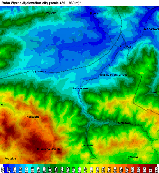 Zoom OUT 2x Raba Wyżna, Poland elevation map