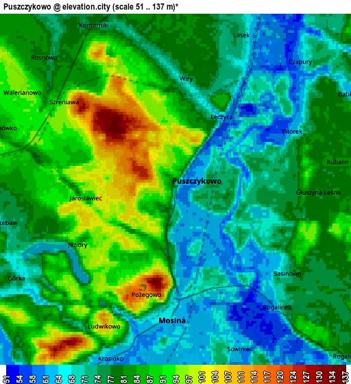 Zoom OUT 2x Puszczykowo, Poland elevation map