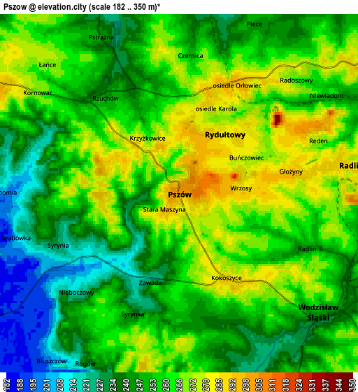 Zoom OUT 2x Pszów, Poland elevation map