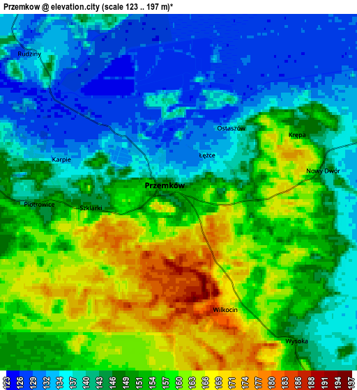 Zoom OUT 2x Przemków, Poland elevation map