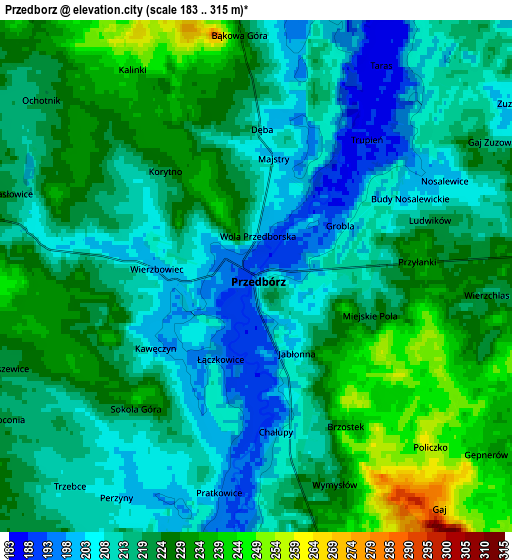 Zoom OUT 2x Przedbórz, Poland elevation map