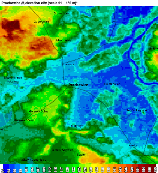 Zoom OUT 2x Prochowice, Poland elevation map