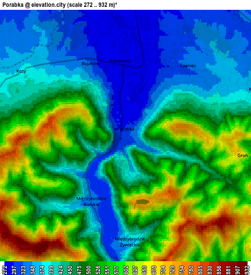 Zoom OUT 2x Porąbka, Poland elevation map