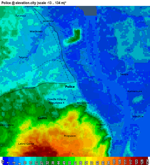 Zoom OUT 2x Police, Poland elevation map