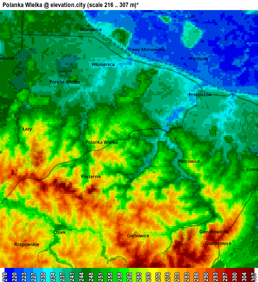 Zoom OUT 2x Polanka Wielka, Poland elevation map