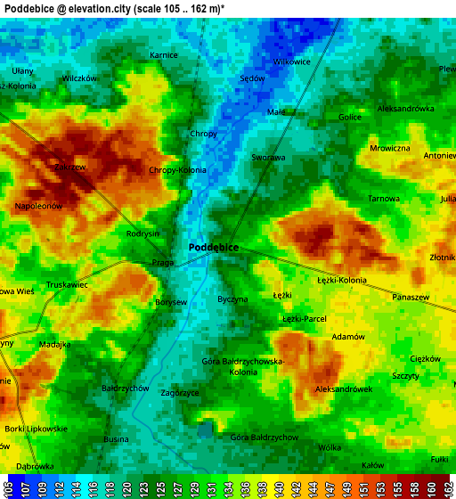 Zoom OUT 2x Poddębice, Poland elevation map