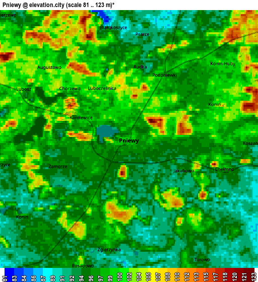 Zoom OUT 2x Pniewy, Poland elevation map