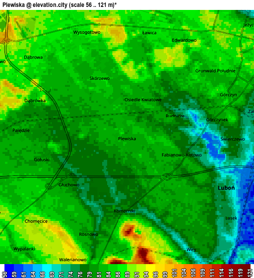 Zoom OUT 2x Plewiska, Poland elevation map