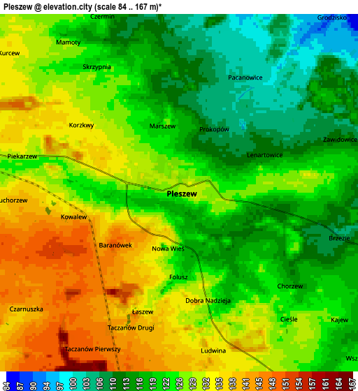 Zoom OUT 2x Pleszew, Poland elevation map