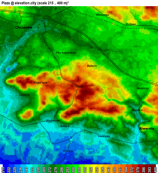 Zoom OUT 2x Płaza, Poland elevation map