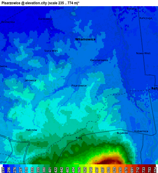 Zoom OUT 2x Pisarzowice, Poland elevation map