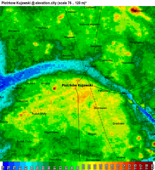 Zoom OUT 2x Piotrków Kujawski, Poland elevation map