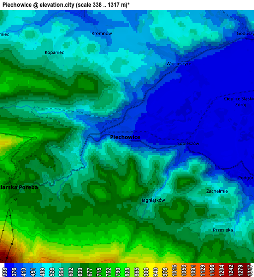Zoom OUT 2x Piechowice, Poland elevation map