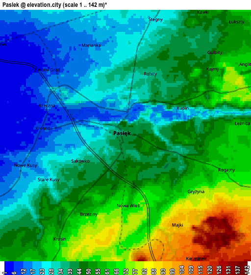 Zoom OUT 2x Pasłęk, Poland elevation map