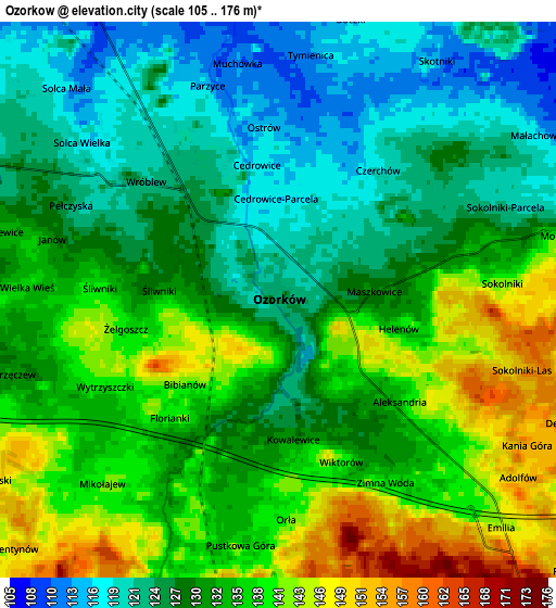 Zoom OUT 2x Ozorków, Poland elevation map